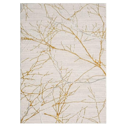 LUXE WEAVERS Modern Abstract Non-Shedding Area Rug Gold 4x5 - color: Gold, size: 4' x 5' (Rectangular)