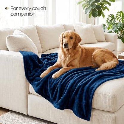 Soft Fleece Blanket for Bed King Size Navy (90x102 Inch) - color: Navy, size: King (90x102 Inch)