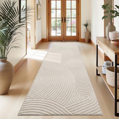 U'Artlines 3x10 Ft Hallway Runner Rug, Washable Neutral Beige Modern - size: 3' x 10' (Rectangular)