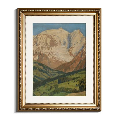 VIYYIEA Gold Framed Alpine Mountain Wall Art Canvas Painting, 13×16 Inch - color: View of Mont Blanc from Complutense, size: 16"L x 13"W