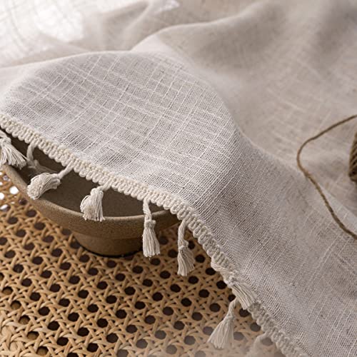 Natural Linen Blended Farmhouse Curtains 63 Inches Long Boho Curtains & Drapes Country Style for Bedroom, W40 x L63, Natural, 2 Panels Set - color: Natural, size: 40"W x 63"L (Pack of 2)
