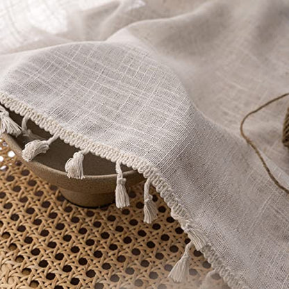 Natural Linen Blended Farmhouse Curtains 63 Inches Long Boho Curtains & Drapes Country Style for Bedroom, W40 x L63, Natural, 2 Panels Set - color: Natural, size: 40"W x 63"L (Pack of 2)