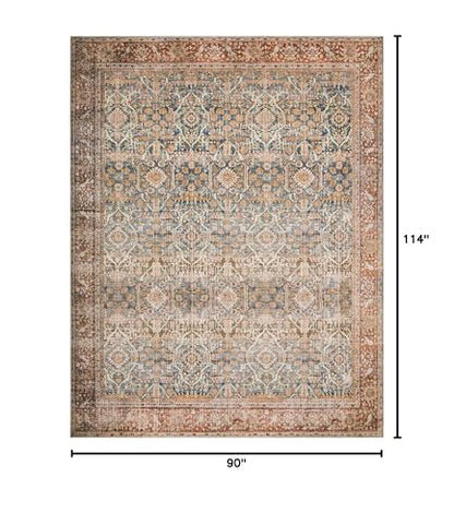 Loloi Layla Ocean/Rust 2.1-15.2cm x 2.9m(7피트-6인치 x 9피트-6인치) 부분 러그 - color: 오션 / 러스트, size: 7피트-6인치 x 9피트-6인치