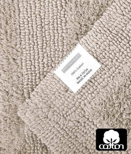 COTTON CRAFT 2 Pack Reversible Bath Mat - Soft Plush Bath Rug -17x24- Linen - color: Linen, size: 17x24 Inches