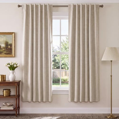 NICETOWN 100% Blackout Linen Curtains 78 inches Long 2 Panels, Natural - color: Natural, size: 52"W x 78"L (Pack of 2)