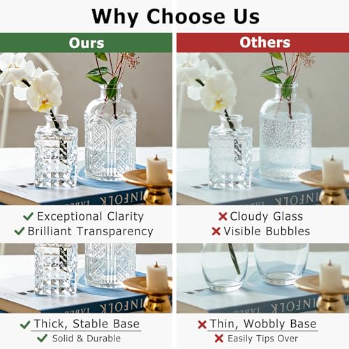 SUPMIND 16Pcs Clear Glass Bud Vase, Small Flower Vase for Centerpieces Bulk - color: Clear