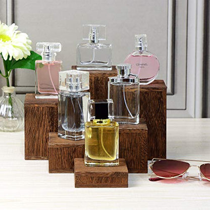 MOOCA 6-Piece Wooden Square Display Risers for Jewelry & Accessories - color: Brown