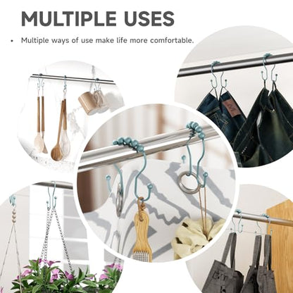 Bathway Shower Curtain Hooks, Shower Curtain Rings Rust Proof Double Hook Shower Curtain Hooks, 12 Pcs Shower Hooks for Shower Curtain, Shower Rings for Curtain, Metal Shower Rod Hooks Lightcyan - color: Lightcyan