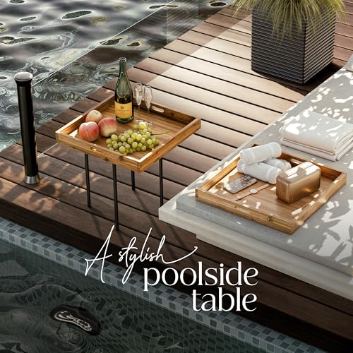TIDITA 24" x 24" Square Wooden Ottoman Tray, Built-in Handles, Serving Tray - color: Acacia, size: 24" x 24" x 2.4"