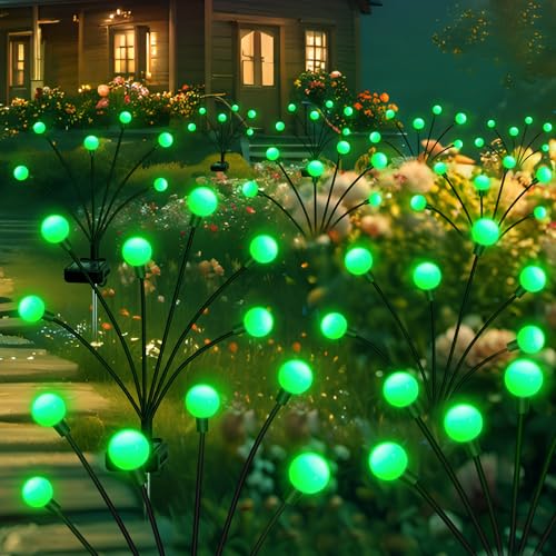 Solar Garden Lights Outdoor Waterproof, Swaying Firefly Light, Garden Decor - color: Green, size: 4 Pack