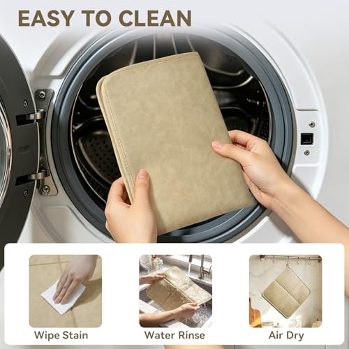 YDKGL 2 pack Dish Drying Mat for Kitchen Counter,PU Leather Dish Mat，Brown - color: Brown, size: 16" x 18"(2 Pack)