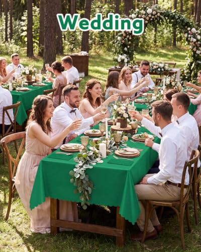 NatNarr 3 Pcs Green Tablecloths Plastic, Scalloped Christmas Table Cloth - color: Green, size: 3 Pack