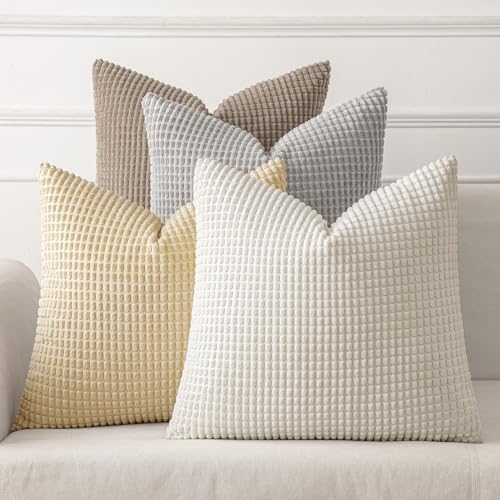 MIULEE Neutral Harmony Decorative Pillow Covers 18x18 Inch Set of 4 - color: Neutral Harmony, size: 18" x 18" (Pack of 4)