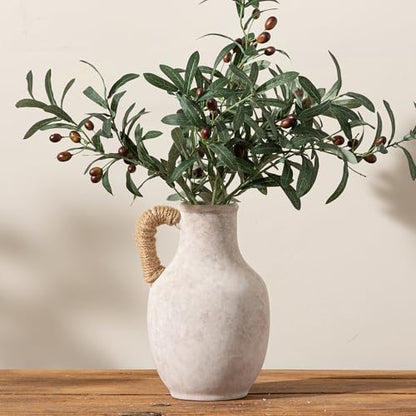 Vanselia Ceramic Flower Vase Home Table Decor Living Room Farmhouse 10 in - color: 10" With Hemp Rope