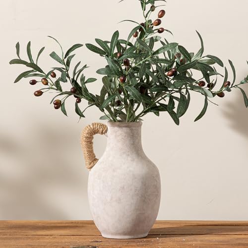 Vanselia Ceramic Flower Vase Home Table Decor Living Room Farmhouse 10 in - color: 10" With Hemp Rope