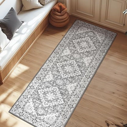 Lessymo 2 x 6 Runner Rug for Hallway, Machine Washable Entryway Rugs, Grey - color: Grey Beige, size: 2' x 6' (Runner)