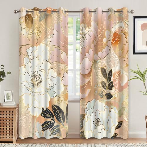 Luxury Floral Blackout Curtains for Bedroom 84 Inches Long - color: Floral-e