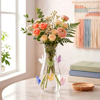 8.5" 3D Butterfly Glass Vase Centerpiece for Wedding, Colorful
