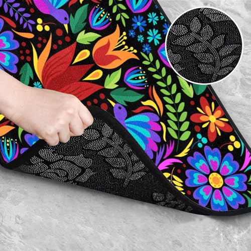 Floral Mexican Birds Doormat Area Rugs Floor Mat for Patio Front Door Entry Garage Kitchen Bathroom 72x24 in - size: 72x24 in