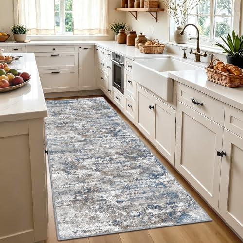 Hallway Runner Rug 3x6 Textured Non Slip Carpet Runner, Abstract Multi - color: Abstract-multi, size: 3' x 6' (Runner)