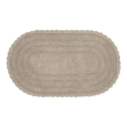 DII Crochet Collection Reversible Bath Mat, Large Oval, 21x34, Stone - color: Stone, size: 1'9" x 2'10" (Oval)