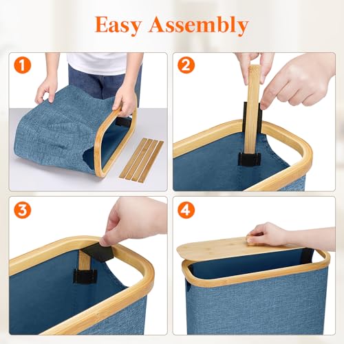 Lifewit Toilet Paper Storage Holder, Extra Large Stand Basket 30L Dark Blue - color: Dark Blue, size: 30L