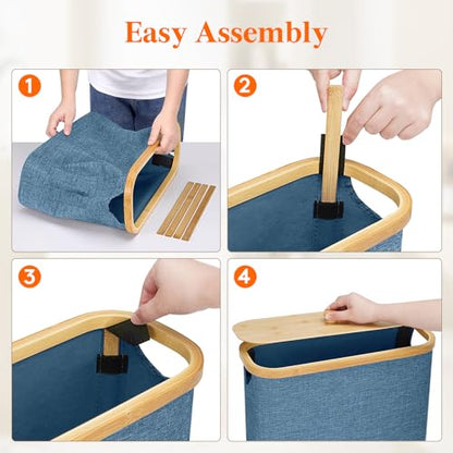 Lifewit Toilet Paper Storage Holder, Extra Large Stand Basket 30L Dark Blue - color: Dark Blue, size: 30L