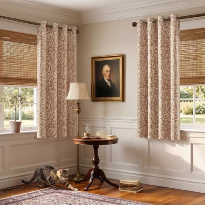 jinchan Taupe Floral Curtians 72 Inch Room Darkening Grommet 2 Panels - color: *Taupe, size: 50"W x 72"L (Pack of 2)