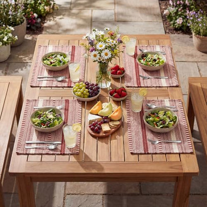 Artoid Mode Red Woven Braided Stripe Placemats Set of 4-12x18 Inch - color: Red, size: 12" x 18", 4 Pcs