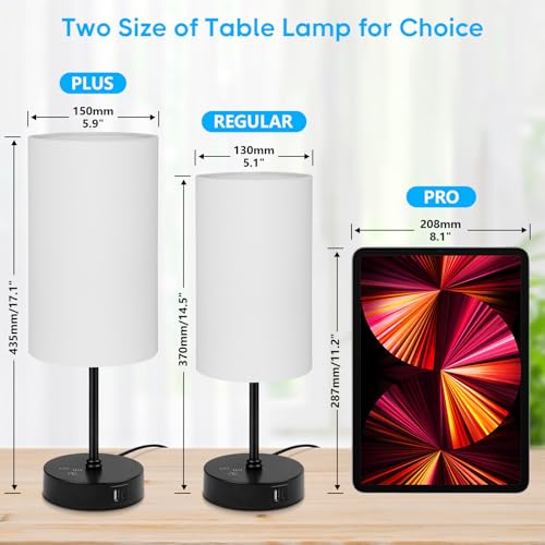 Unicozin 17Inch Table Lamp, 3 CCT 3000K/4500K/6500K & RGB Color Changing, Stepless Dimmable Bedside Lamp for Reading, Ambience Nightstand Light for Home Decor Party, White Shade - color: White - Black, size: 17in