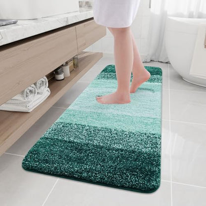Arotive Microfiber Bathroom Rugs, Shaggy Soft Absorbent Bath Rug, 59x17 - color: Dark Green, size: 59" X 17"