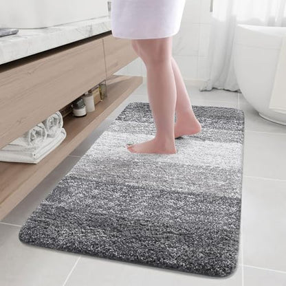 Arotive Microfiber Bathroom Rugs, Shaggy Soft Absorbent Bath Rug, 50x30 - color: Grey, size: 50" X 30"