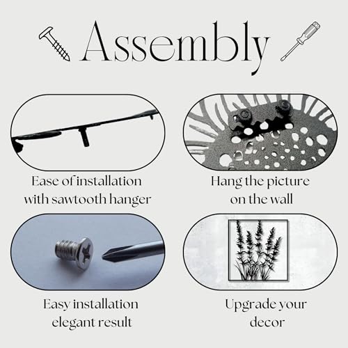 Metal Wall Decor | 17'' x 17'' x 0.05'' Lavender Art Themed Wall Decorations | Handmade Indoor and Outdoor Wall Art (17'' x 17'', Lavender, Black) - size: 17'' x 17'', style: Lavender