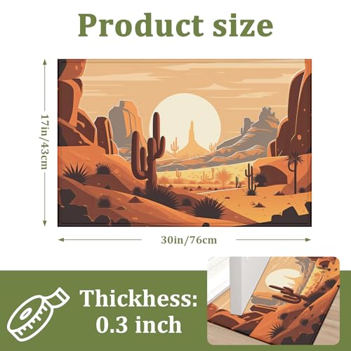 Mountain Cactus Sunset Indoor Door Mat Non-Slip Desert Doormat Washable Decorative Mat Rug for Outdoor Entryway Kitchen Bathroom 17x30 Inch - color: Mountain Cactus Sunset