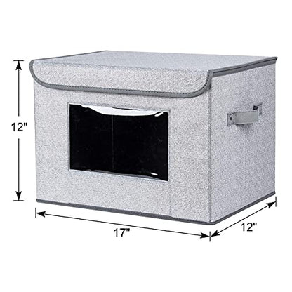 Univivi Fabric Closet Storage Bins with Lids for Shelves 4 Pack, Gray - color: Gray