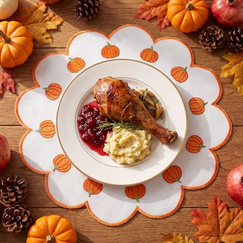 Qinyoung 6 Pcs Fall Pumpkin Placemats Orange Table Placemats, 13.8 inch - size: 13.8 Inches, style: Pumpkin