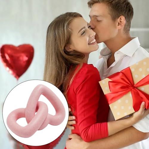 Guichifun Resin Pink Heart Sculpture Chain Link Home Decor - color: Pink