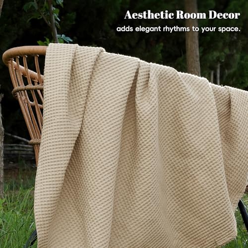 PHF 100% Cotton Waffle Blanket Lightweight Breathable, King, Simply Taupe - color: Khaki/Simply Taupe, size: King(104" x 90")