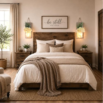 Rustic Wall Decor Set of 2, Brown - color: 13.4"H Brown + Rose