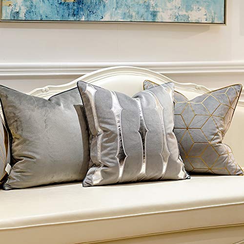 Avigers Throw Pillow Cover 20 x 20 Inch, Grey Gold, Velvet, Hidden Zipper - color: Grey,gold, size: 20" x 20" (Pack of 1)