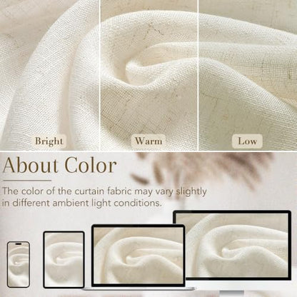 Joywell Extra Long Linen Curtains 108 Inch for Living Room Hook Belt Cream - color: Natural, size: 52"W x 108"L (Pack of 2)