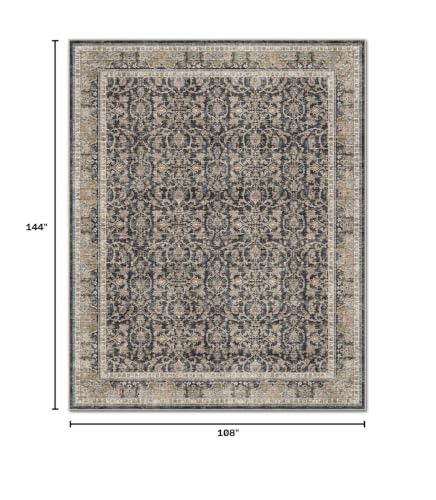 Washable 9x12 Area Rugs for Living Room, Charcoal/Taupe - color: Charcoal/Taupe, size: 9' x 12' (Rectangular)