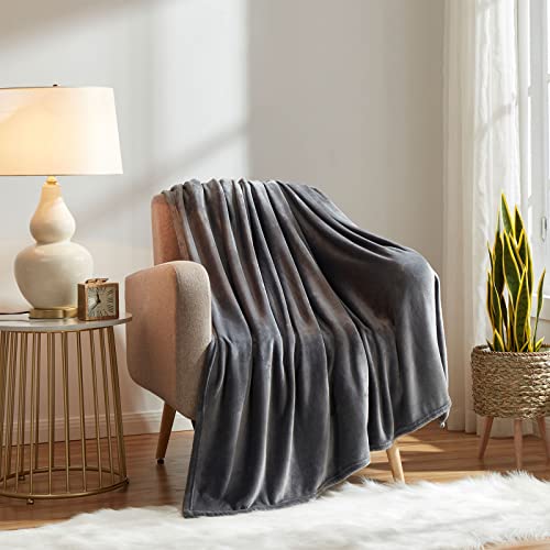 KMUSET Fleece Blanket Dark Grey Queen Size Lightweight Cozy Plush Microfiber Bed Blanket Factory Shop - color: Dark Grey, size: Queen(90"x90")