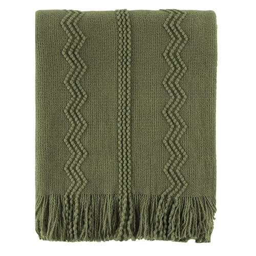 BATTILO HOME Olive Green Throw Blanket for Couch, 50"x60" - color: Army Green, size: 50 x 60 in.