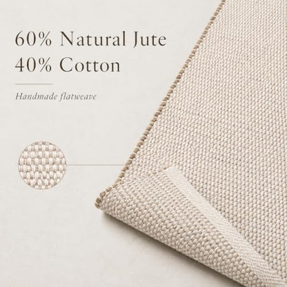 Jute Cotton Hand Woven Area Rug (10' x 13' Natural) - size: 10' x 13' (Rectangular)
