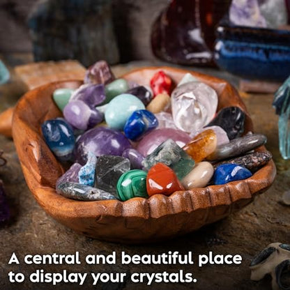 Wooden Hands Bowl, Crystal Display, Rock Display, Natural, Large - color: Natural, size: L