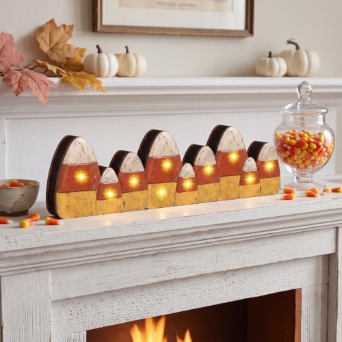 Yousoontic Lighted Candy Corn Decor for Halloween Fall Table Centerpieces - style: Candy Corn