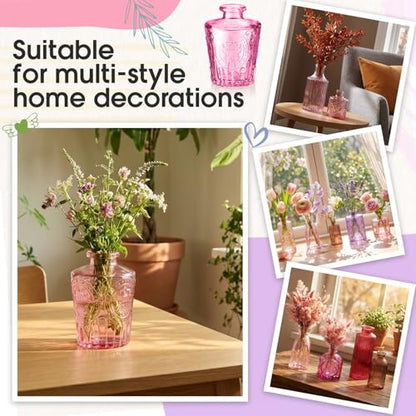 Yaomiao 30 Pcs Glass Bud Vases Centerpieces, Pink Purple Red Series - color: Pink Purple Red Series
