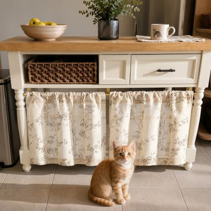 jinchan Floral Linen Kitchen Tier Curtains, 20 Inch, 2 Panels, Taupe - color: Alisa Taupe, size: 26"W x 20"L (Pack of 2)