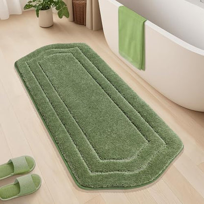 COSY HOMEER Plush Non-Slip Bath Mat, Green, 24" x 60" - color: Green, size: 24" x 60" (Oval)